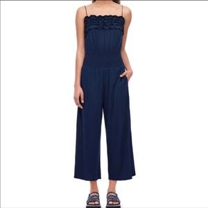 Rebecca Taylor RUFFLED JERSEY JUMPSUIT Navy / S